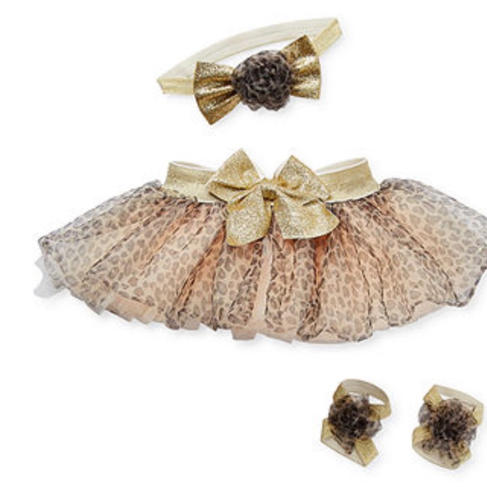Baby Girl Gold Leopard Tutu 3 piece Set